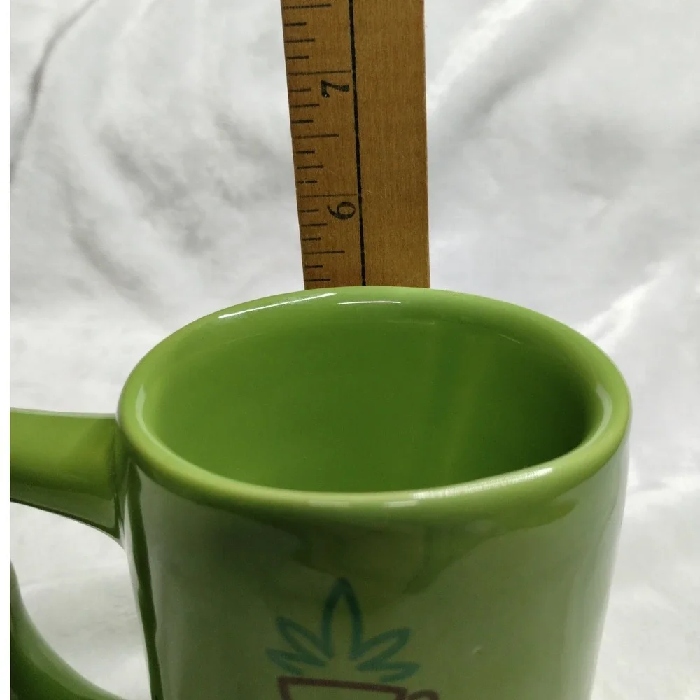 Wake & Bake Coffee Co. Lime Green Ceramic Pipe Mug Novelty Coffee Cup 420 - Picture 9 of 10